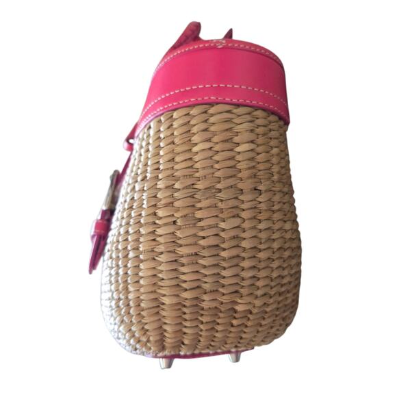 Coach Butterfly Patch Wicker/Straw and Leather Trim  Double Handle Tote Bag - Picture 4 of 11